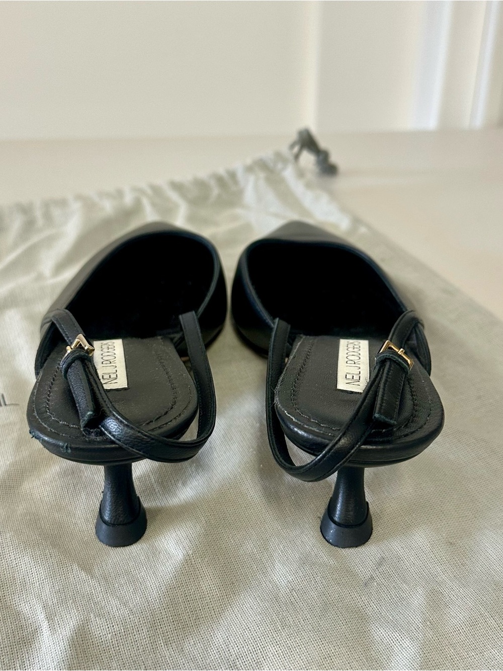 Neil J. Rodgers Black Pointed-Toe Slingback Kitten Heels - Picture 3 of 10